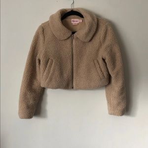 Cropped teddy coat